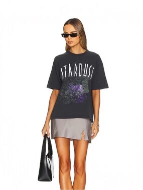 Anine Bing Joel Stardust Tee in Washed Black